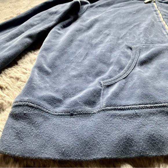 90s Y2K sky blue velour velvet zip up by Moda International - Picture 4 of 5